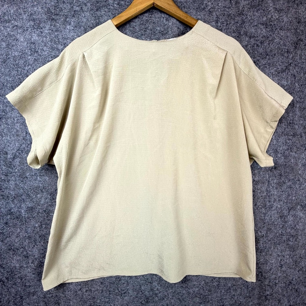 Vintage Notations Blouse Top Womens 16 Beige‎ Pleated Office Capsule Back Button
